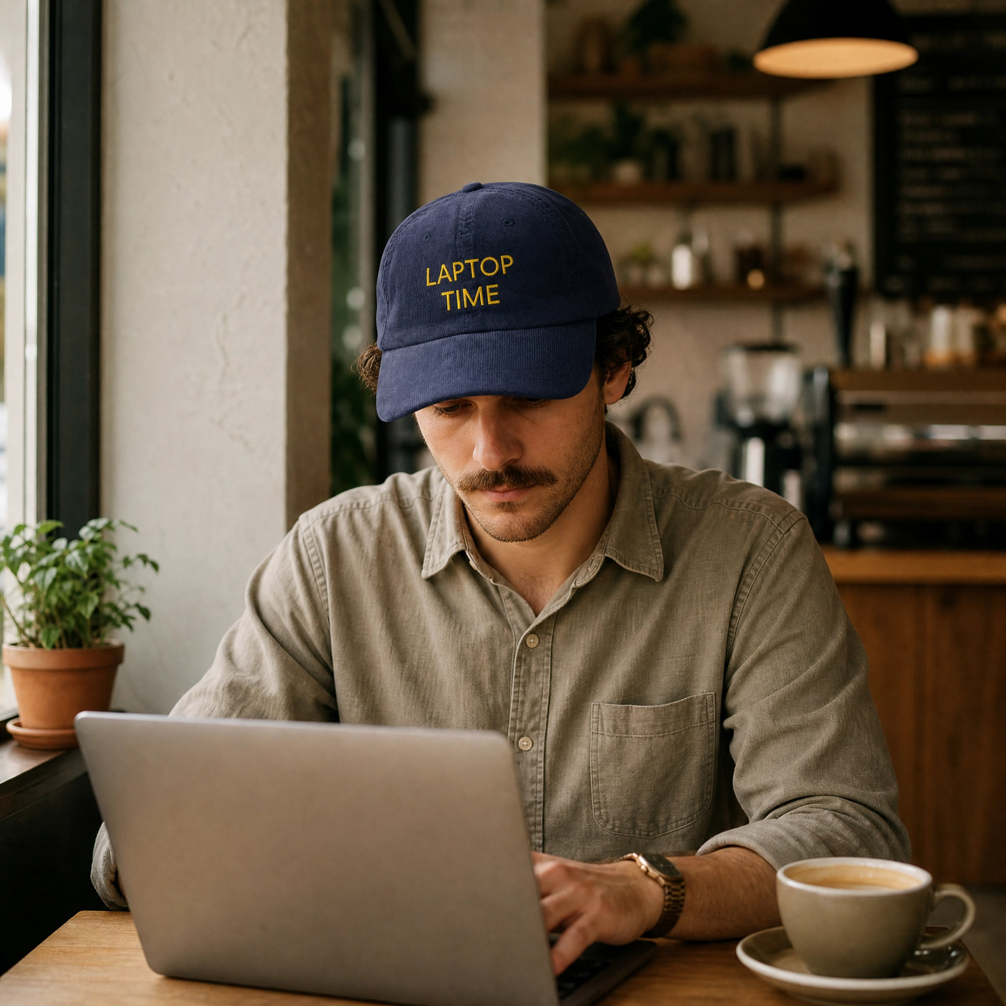 Laptop Time - Embroidered Corduroy Cap